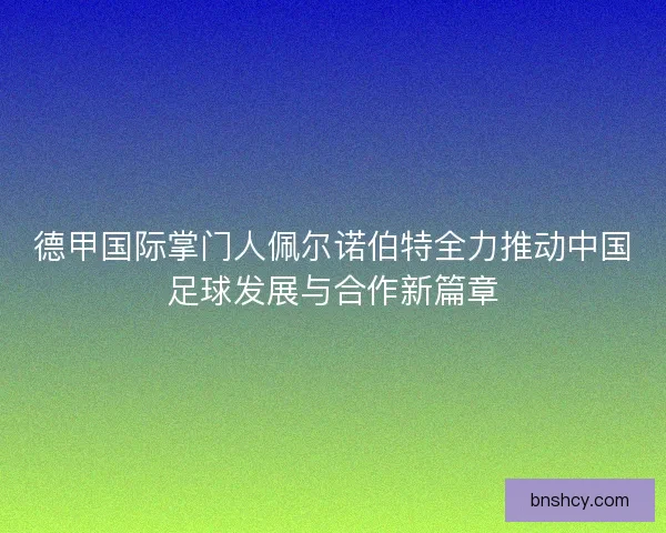 德甲国际掌门人佩尔诺伯特全力推动中国足球发展与合作新篇章