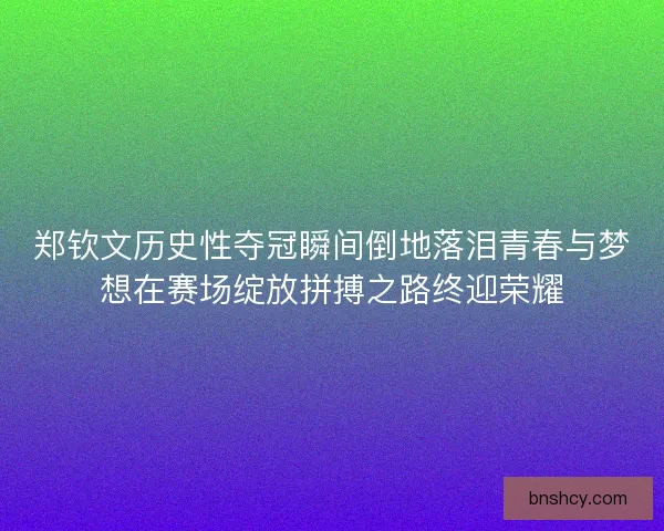 郑钦文历史性夺冠瞬间倒地落泪青春与梦想在赛场绽放拼搏之路终迎荣耀