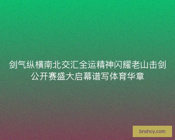 剑气纵横南北交汇全运精神闪耀老山击剑公开赛盛大启幕谱写体育华章